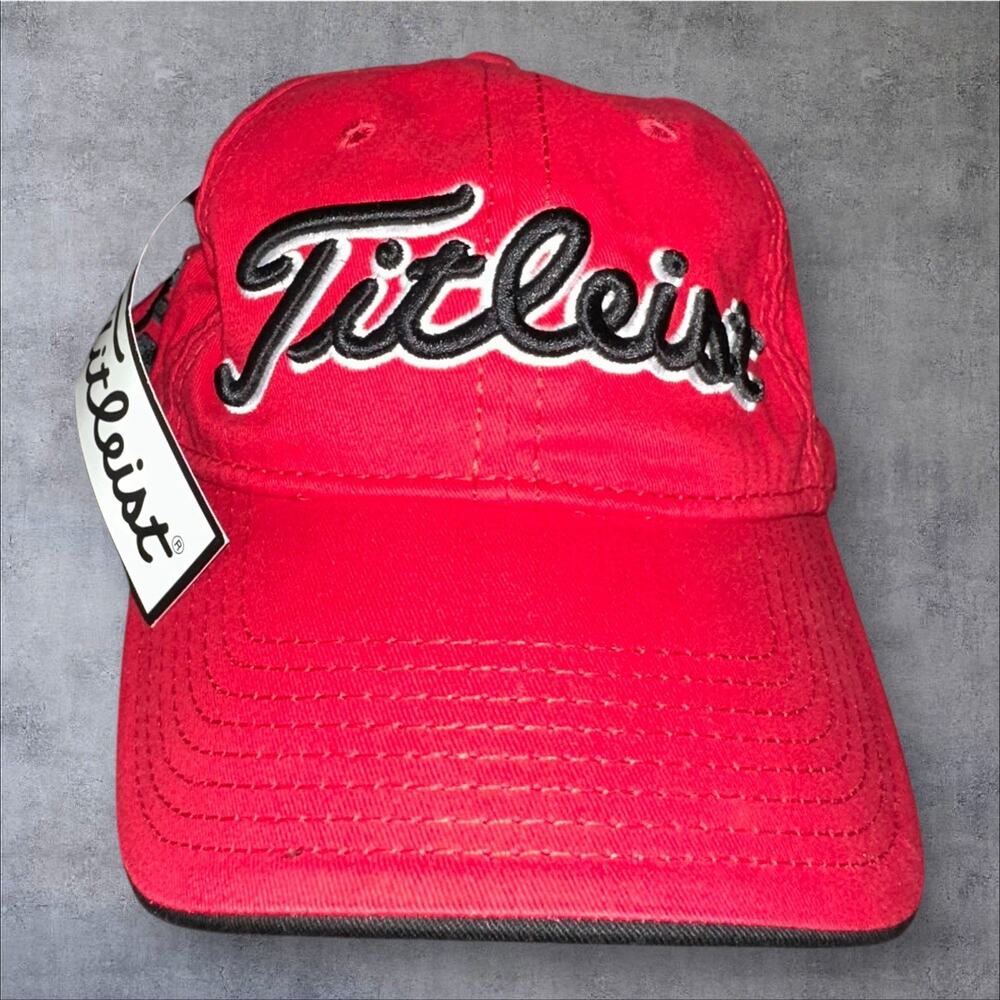 Titleist New Era Footjoy FJ Red Black Strap Back Adult OSFM Golf Hat Cap NWT